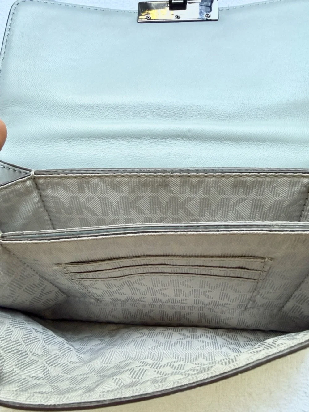 Michael Kors SLOAN Small Studded Leather Crossbody Bag Dusty Blue Gunmetal NWOT